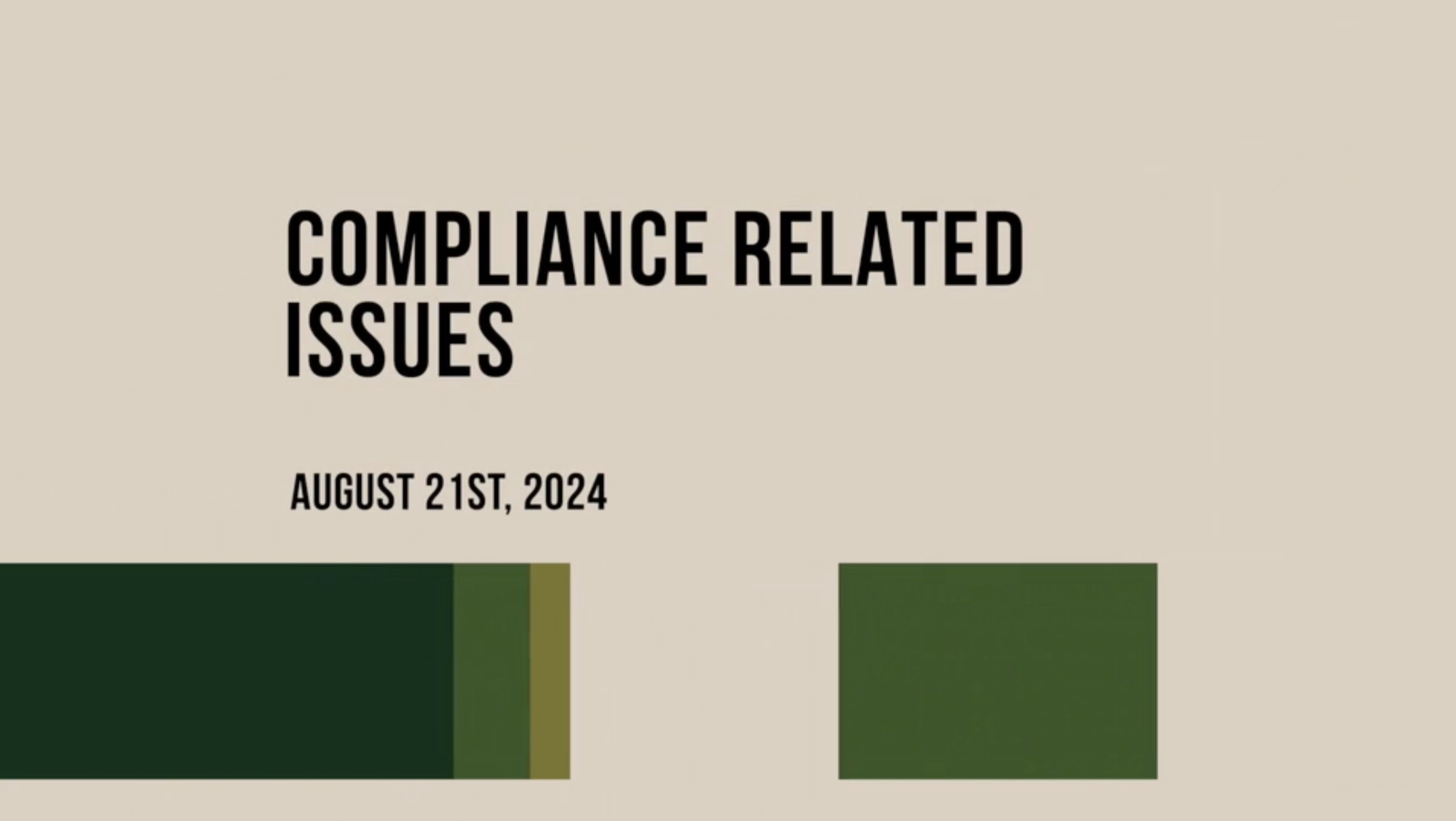 Wednesday Webinar – Compliance Related Issues – 08.21.24